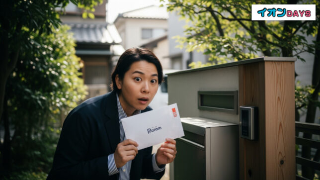 イオンゴールドカードが突然届いた理由と活用法を徹底解説。自宅で驚く人が郵便物をチェックするシーンを描写。