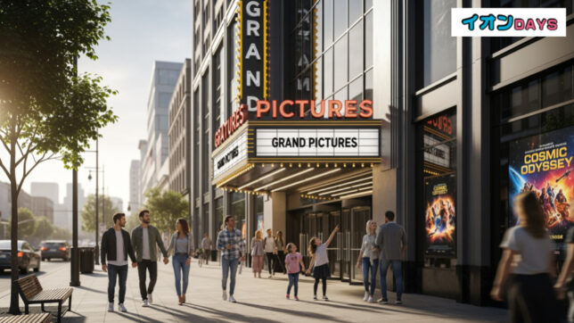 イオンシネマが6月19日から料金改定、一般2000円へ変更。映画館の外観や入場口の賑わいを捉えたシーン。